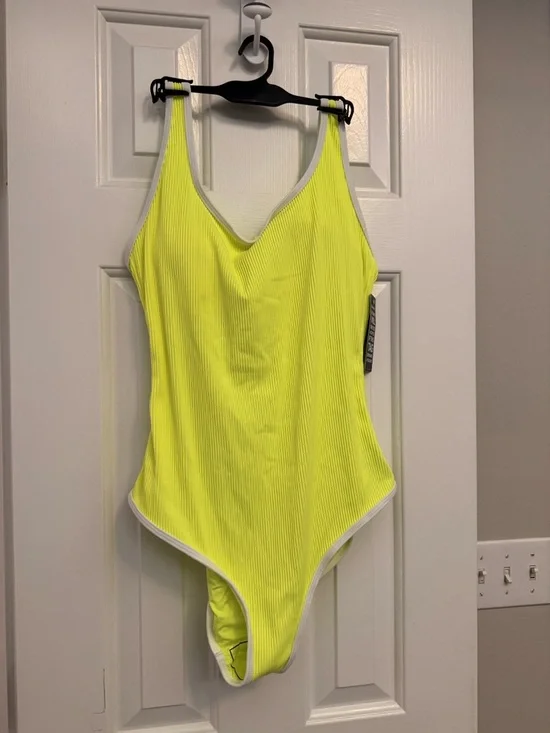 Blooming Jelly Neon Green Yellow Ribbed One Piece Bikini - Picture 7 of 9